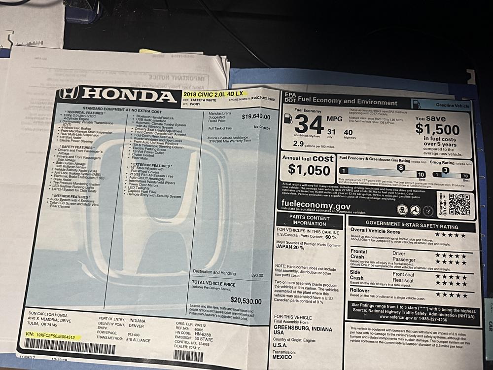 2018 Honda Civic LX - Photo 12